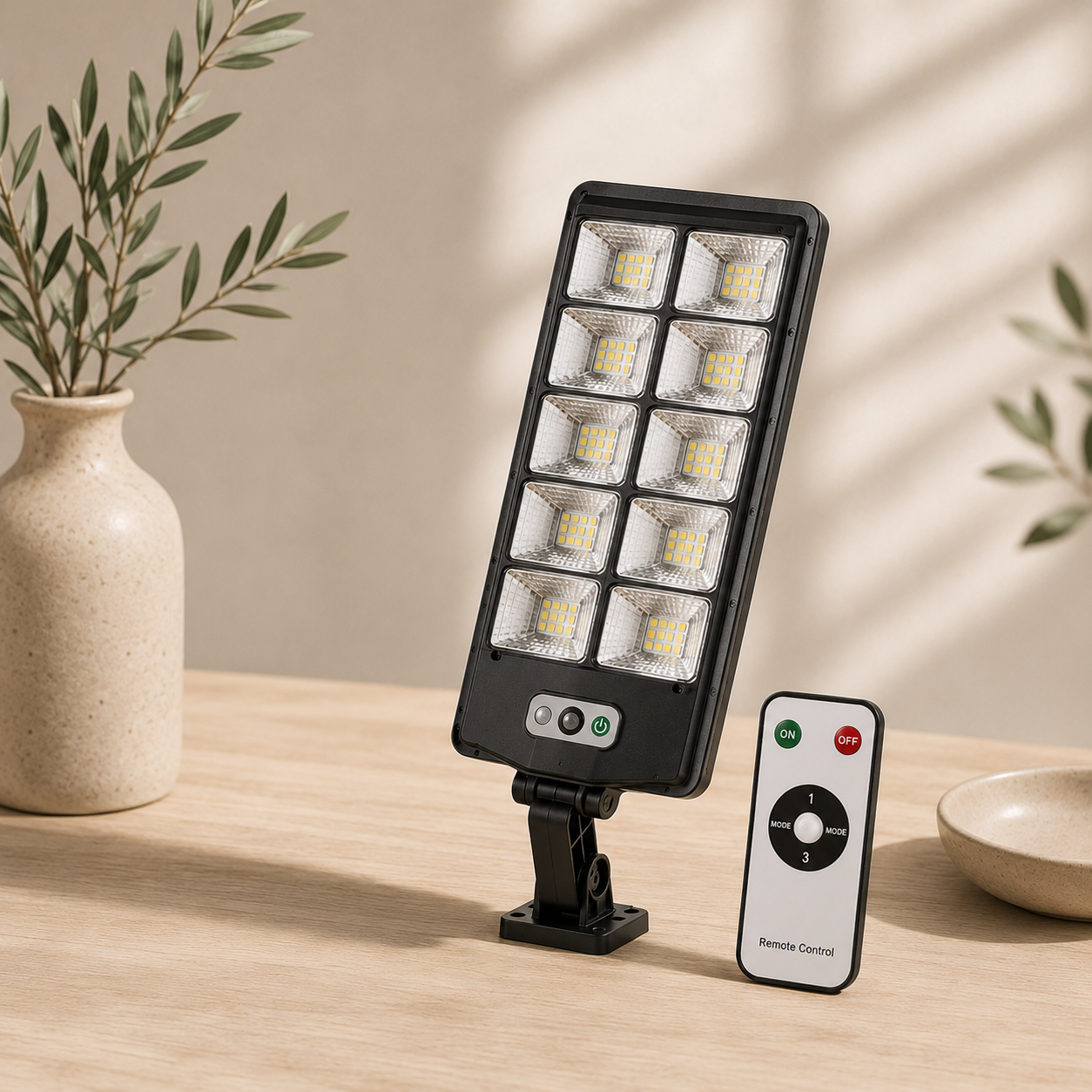 Lámpara solar con 10 luces LED y sensor de movimiento