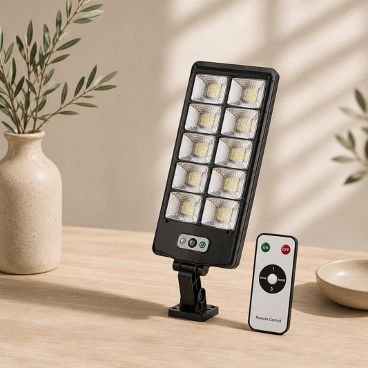 Lámpara solar con 10 luces LED y sensor de movimiento