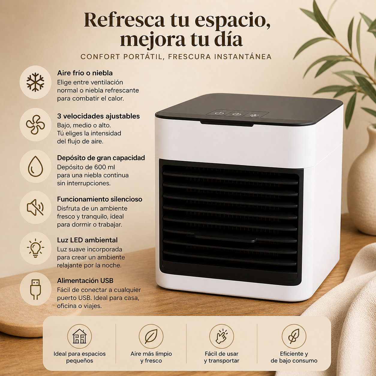 Mini climatizador portátil